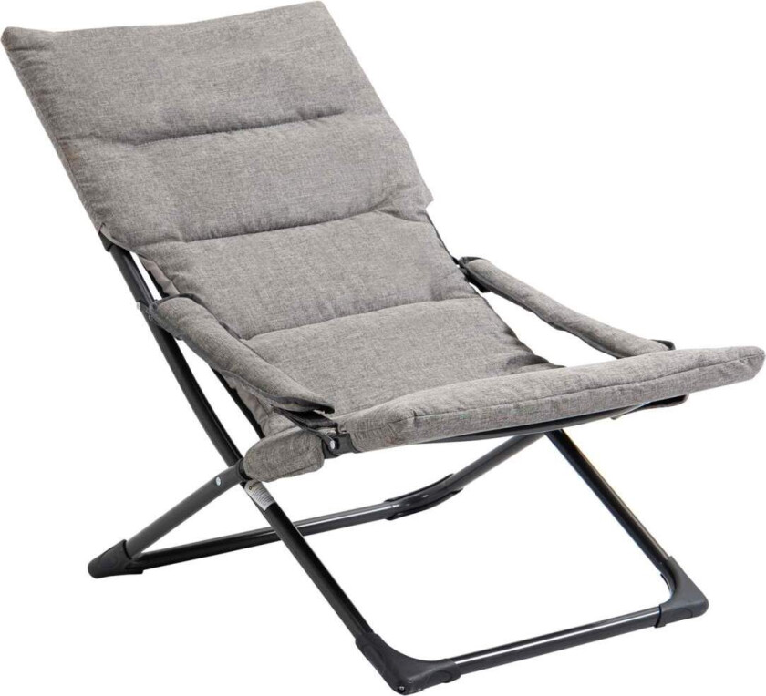Sammenleggbar stol med avtagbar pute, fleksibel hagestol, campingstol, fluktstol, Textilene, stål, grå, 66x94x79 cm for hage, te