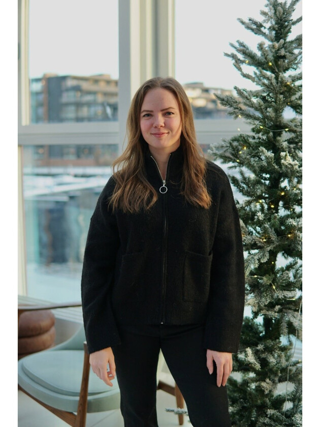 Selected Femme Sia Knit Zipper Cardigan - Black