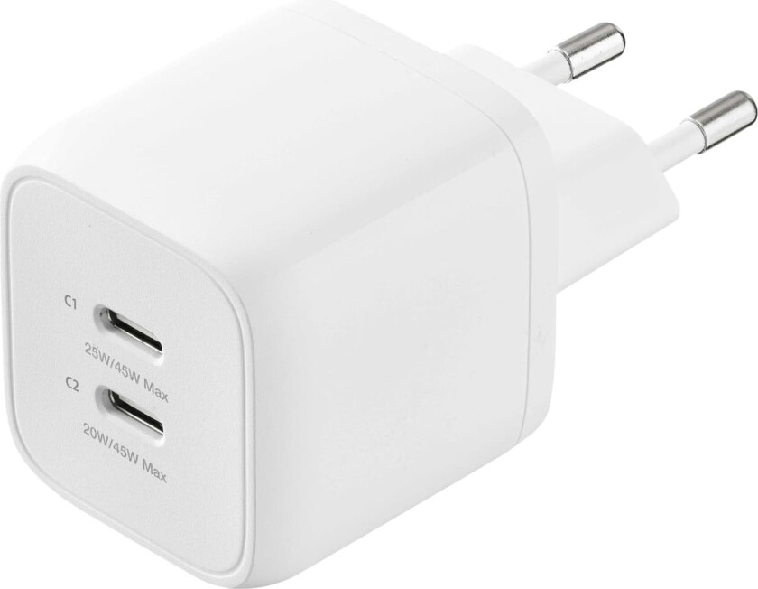 45W USB-C GaN PD vegglader (hvit)