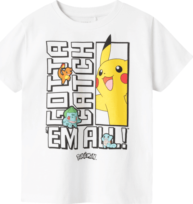 Name It Nkmflame Pokemon t-skjorte til barn, Bright White