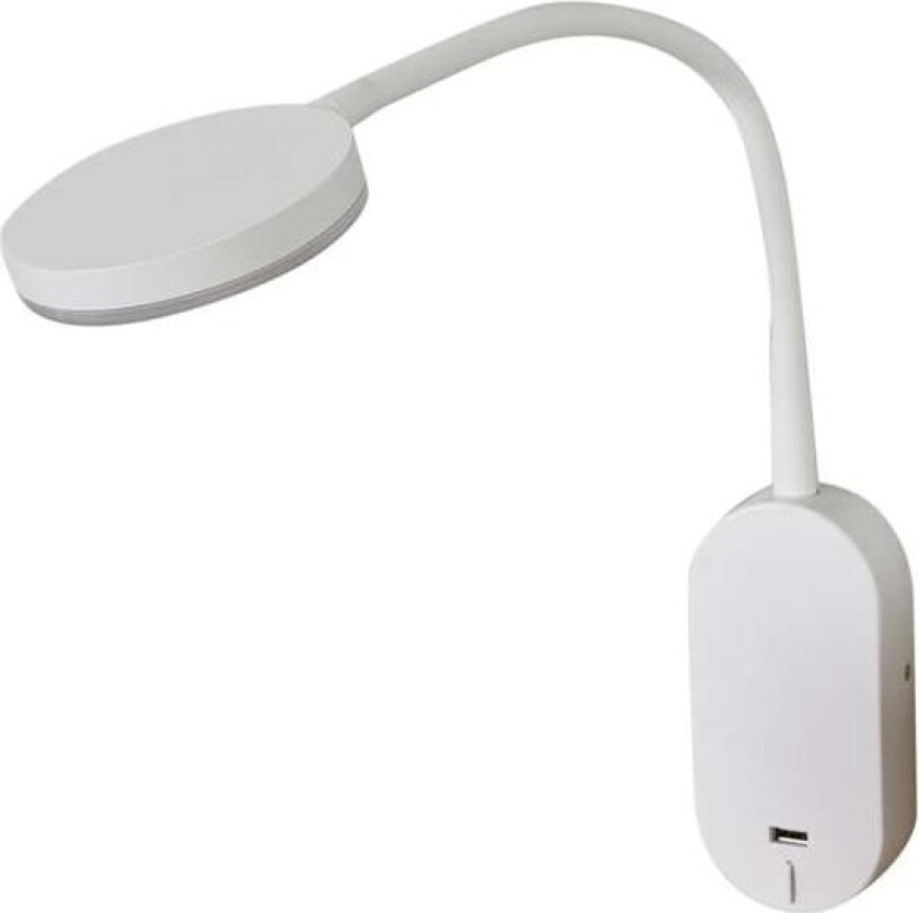 Milow LED-vegglampe med fleksibel arm og USB