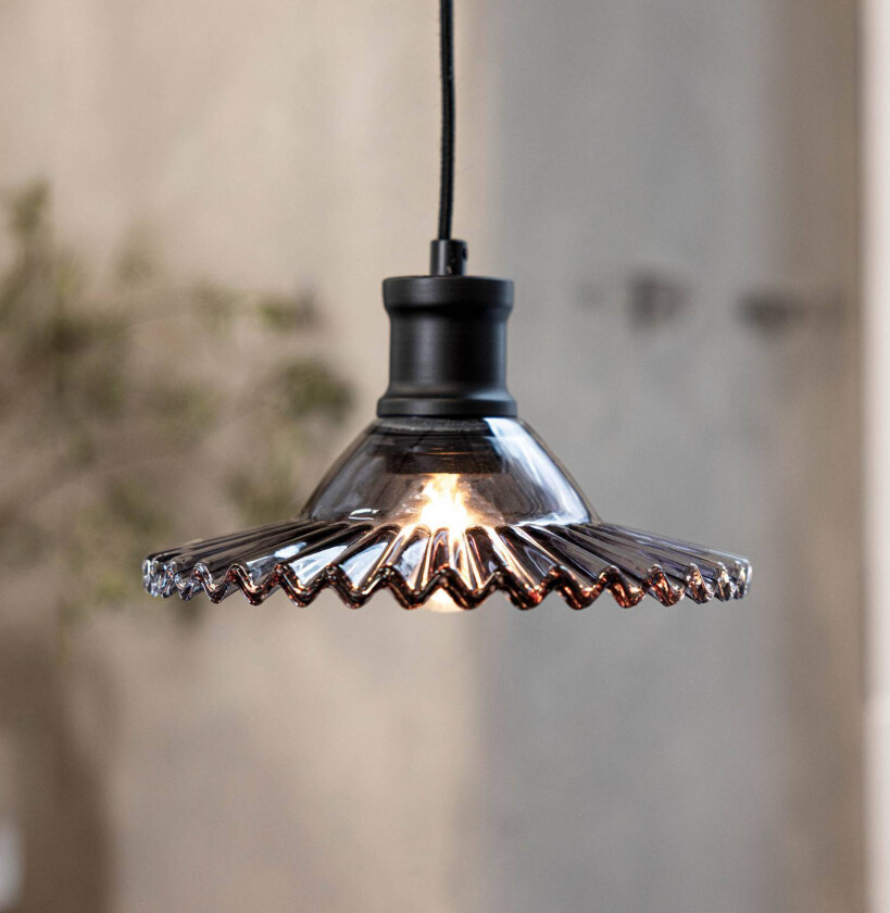 Hengelampe Novia, svart røykglass, 1 lyskilde Ø 21,5 cm plugg