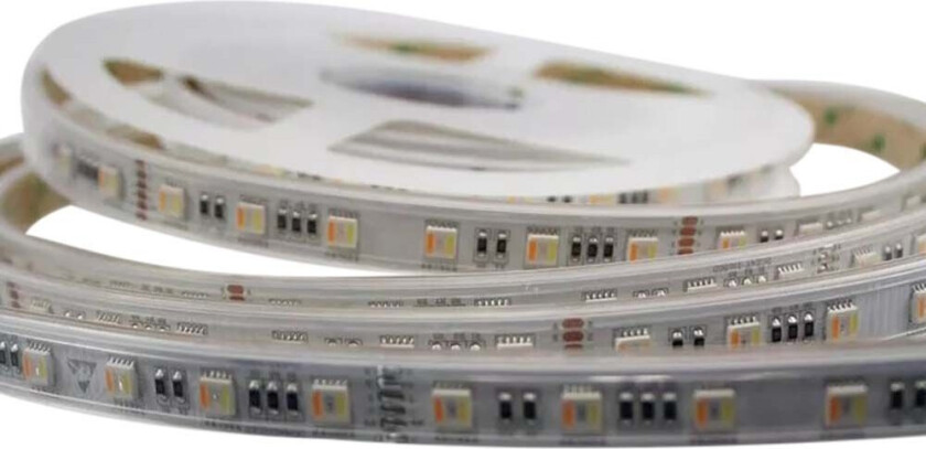 60 LED Stripelys 24W/m - CCT 3in1+RGB, IP65, 24V. - Kulør : RGB + CCT (Varm til Kald Hvit)