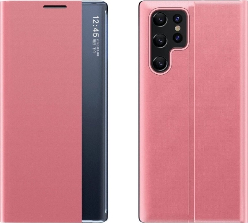 Nytt Sleep Case-Deksel Til Samsung Galaxy S24 Fe, Deksel Med Klaff Og Stativ - Rosa