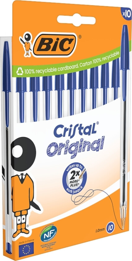 Crystal Original 10 Stk Blå Bic Kulepenn