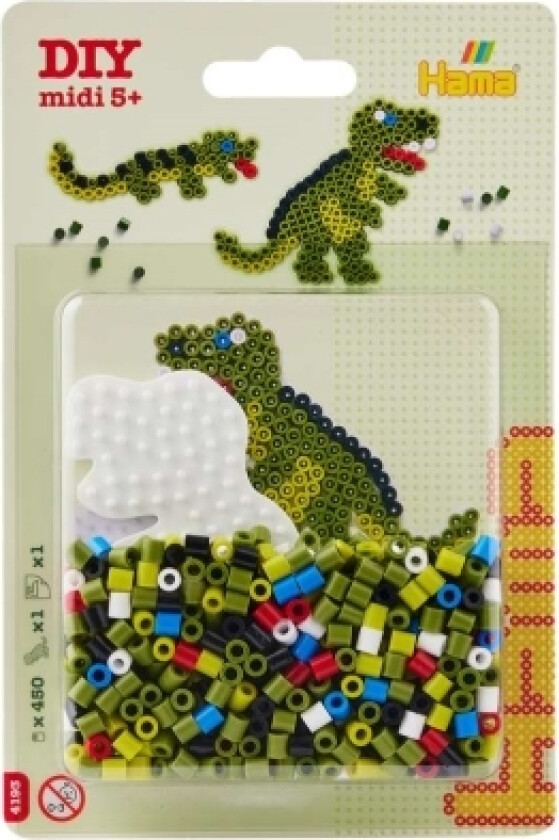 Hama Midi Blister Lille Dinosaur Plade + Perler