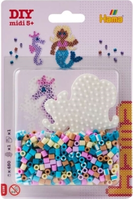Hama Midi Blister Lille Havfrue Plade + Perler