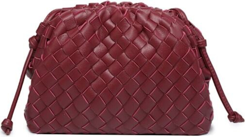 Skybag 2024 ny stil veske for kvinner i kveg-skinn med rynker, dumpling-veske, håndveske, skulderveske MJ51 Wine red 22*9*14cm