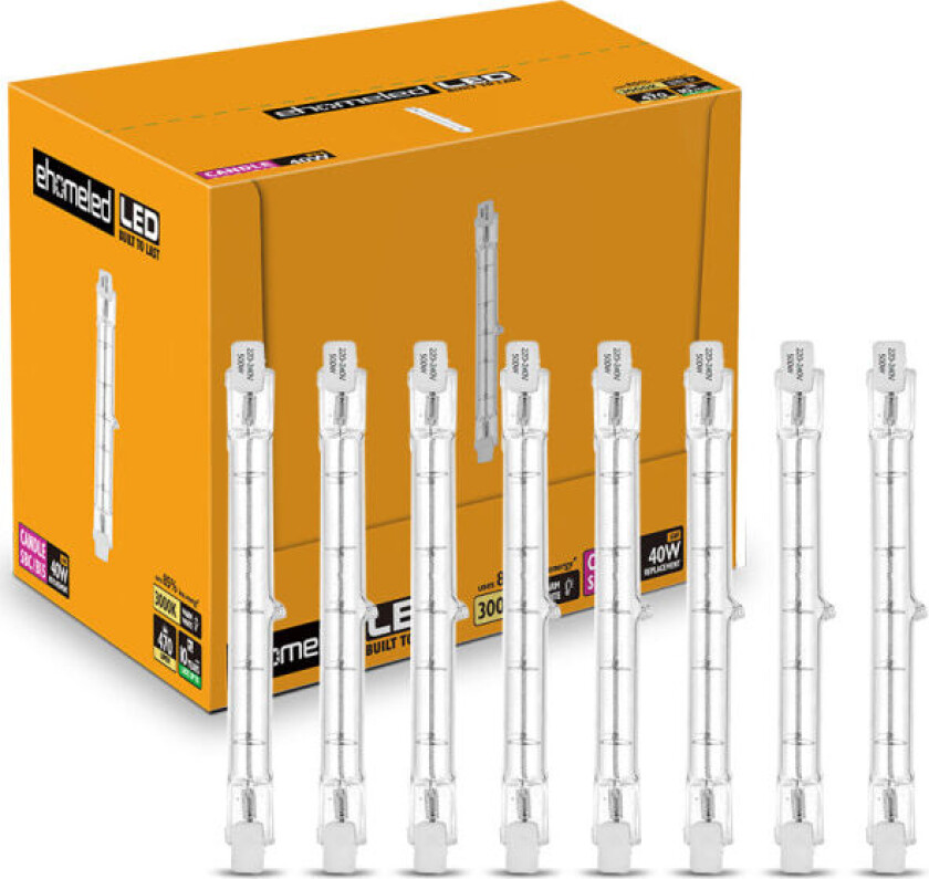 8-pakke R7S Halogen Pære Lyspære 118mm 300W Dimbar AC220-240V