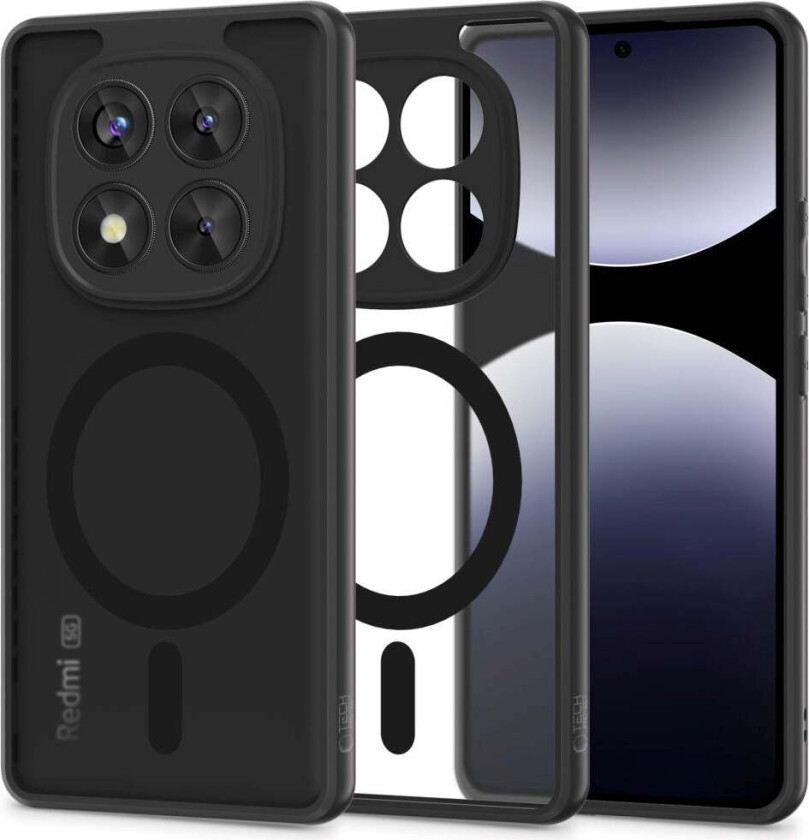 Xiaomi Redmi Note 14 Pro (5G) Tech-Protect MagMat Plast Deksel - MagSafe Kompatibel - Gjennomsiktig / Svart