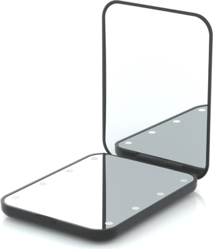 Dobbeltsidig sminkespeil LED-lys sammenleggbart 2X forstørrelsesspeil