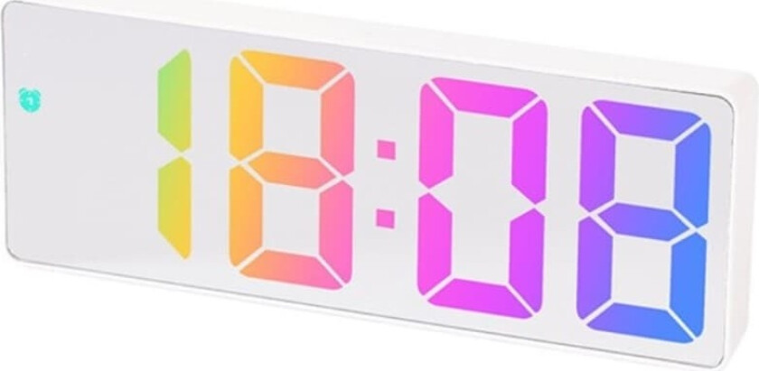 LED Klokke Elektronisk Digital Vekkerklokke Fargerik 12/24H Hvit