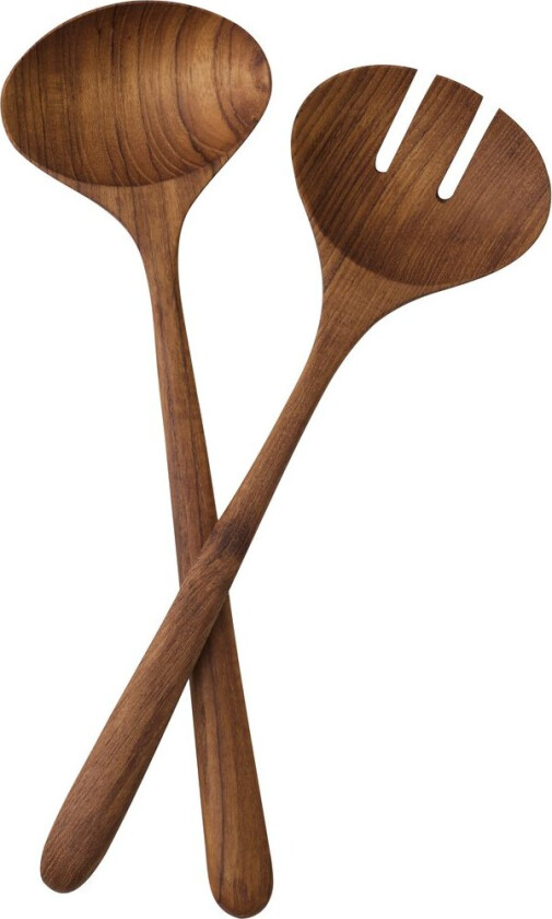 Teak salatbestikk 2 deler Brun