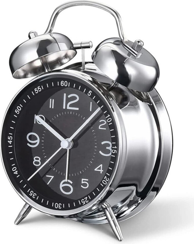 Retro Twin Bell Alarm Stille Vekkerklokke