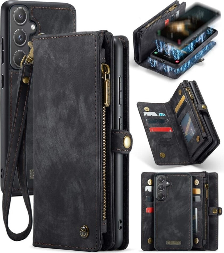 Til Samsung Galaxy A55 5G Caseme Retro Lommebok-deksel - Svart