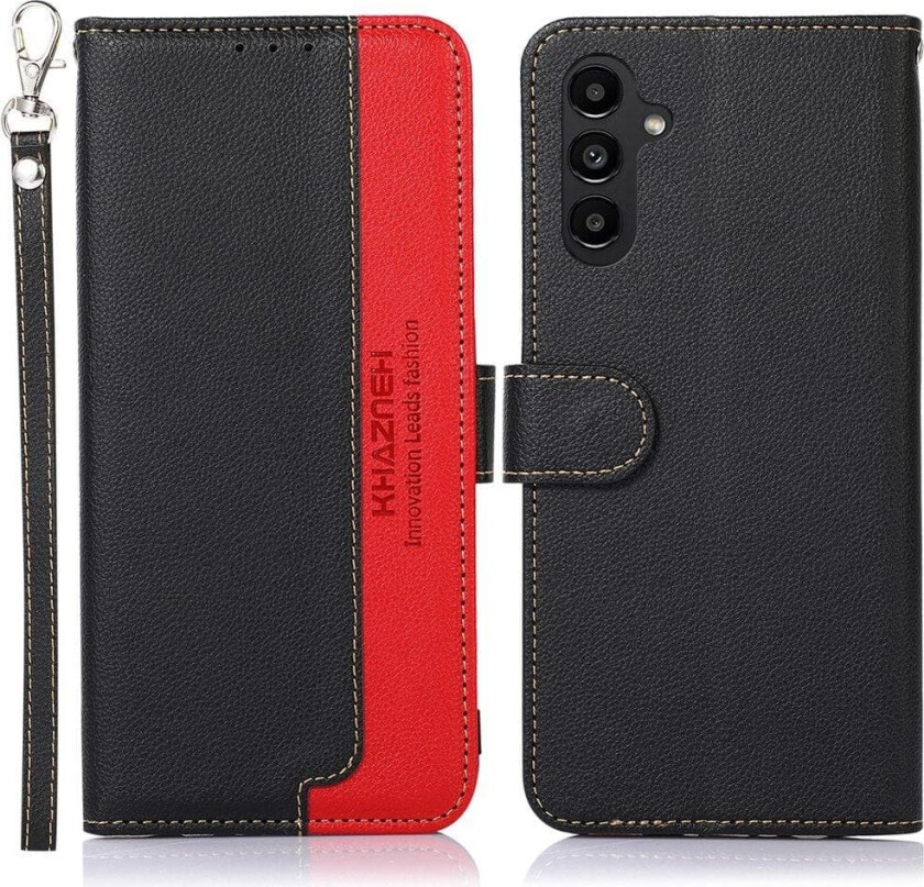KHAZNEH Samsung Galaxy A14 Lommebok-deksel - Svart/Rød