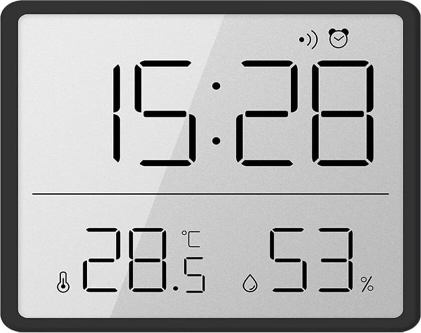 Digital vekkerklokke LCD-klokke med kalender temperatur og fuktighet
