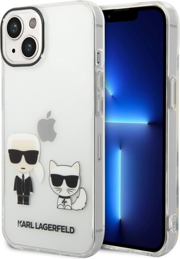 iPhone 14 Deksel Karl & Choupette Gradient Vit
