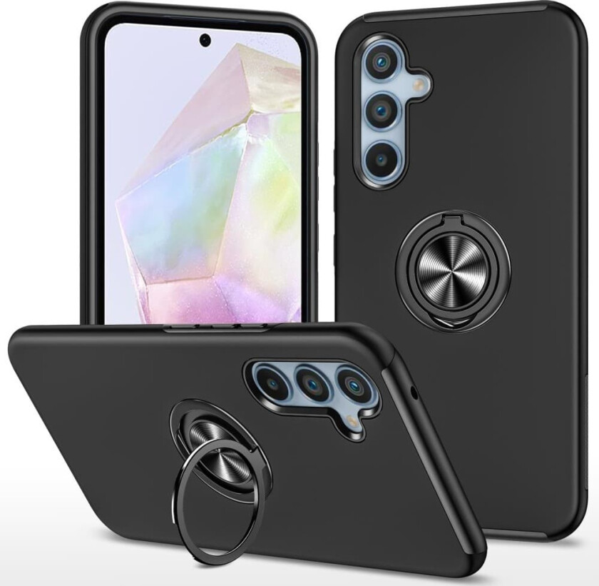 Samsung Galaxy A35 Hybrid Deksel Med Fingerring - Svart