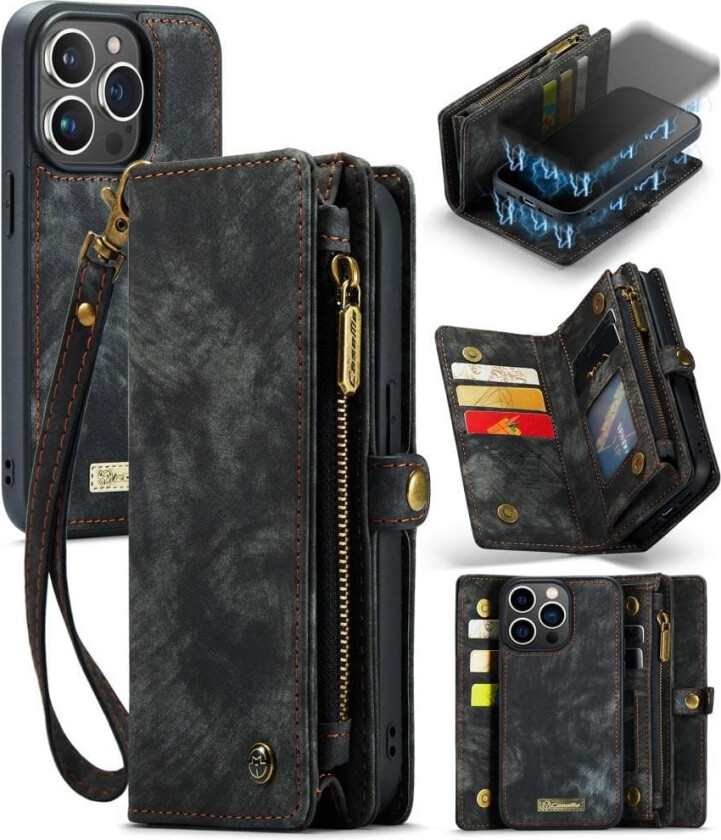 CASEME iPhone 15 Pro Retro Lommebok-deksel - Svart