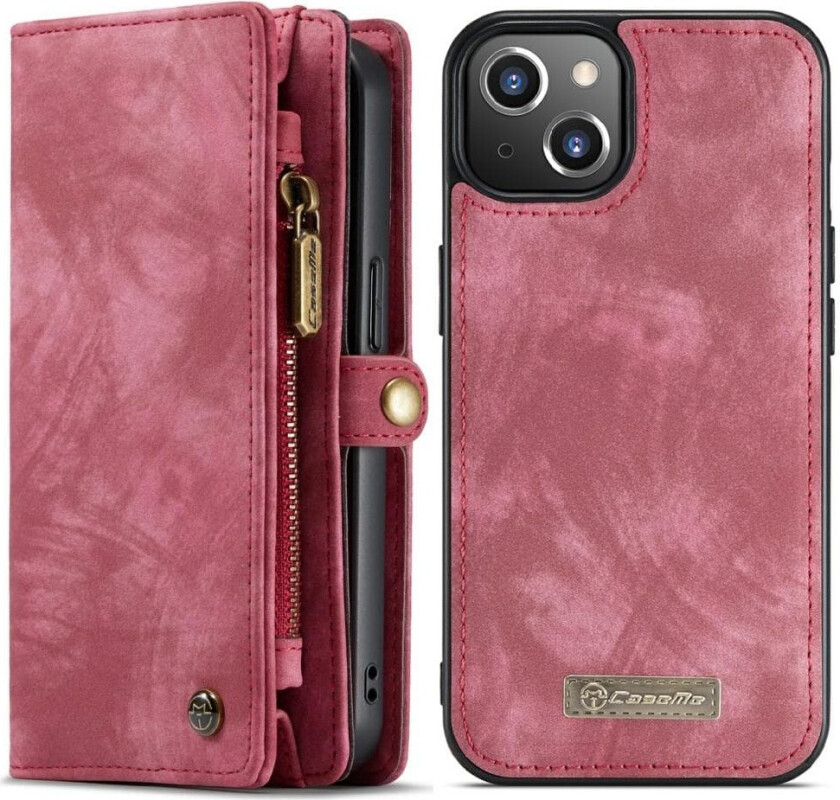CASEME iPhone 13 Retro Lommebok-deksel - Rød
