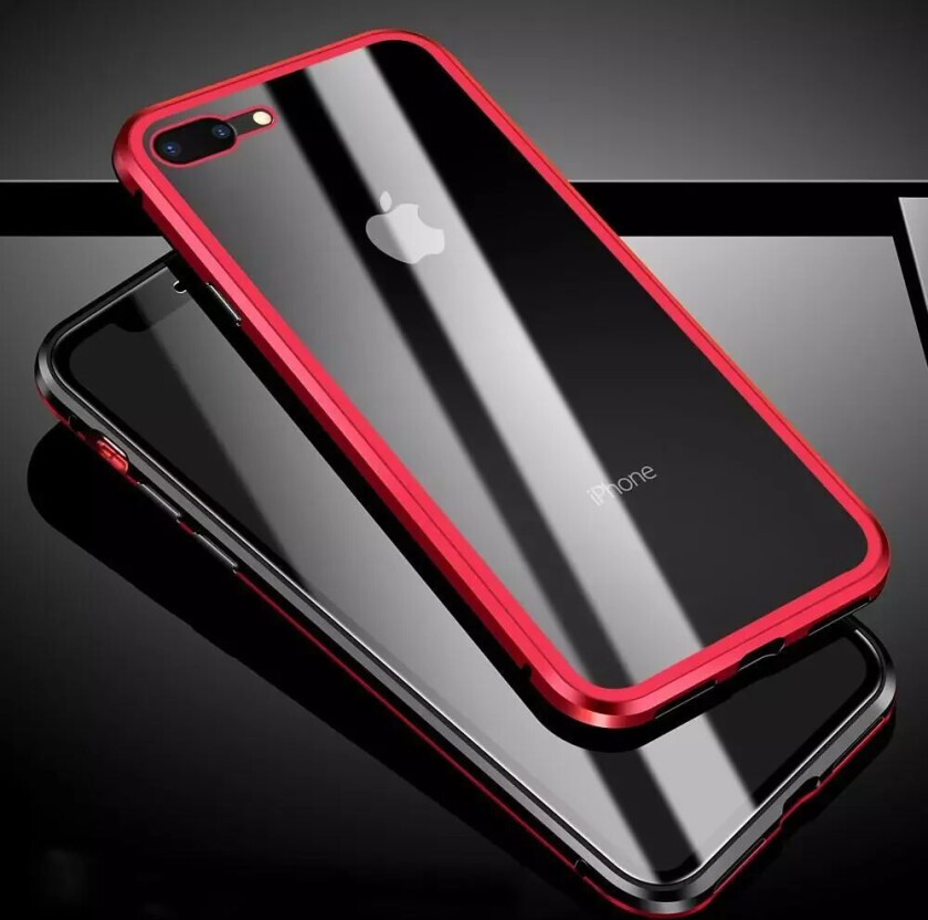 iPhone 8 Plus / 7 Plus Ultra-Strong 360 Grader Magnetisk Deksel - Rød / Svart
