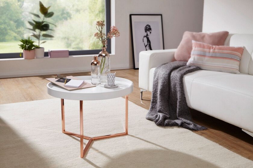 Dhir Sofabord 59 cm Rundt - Hvit/Messing