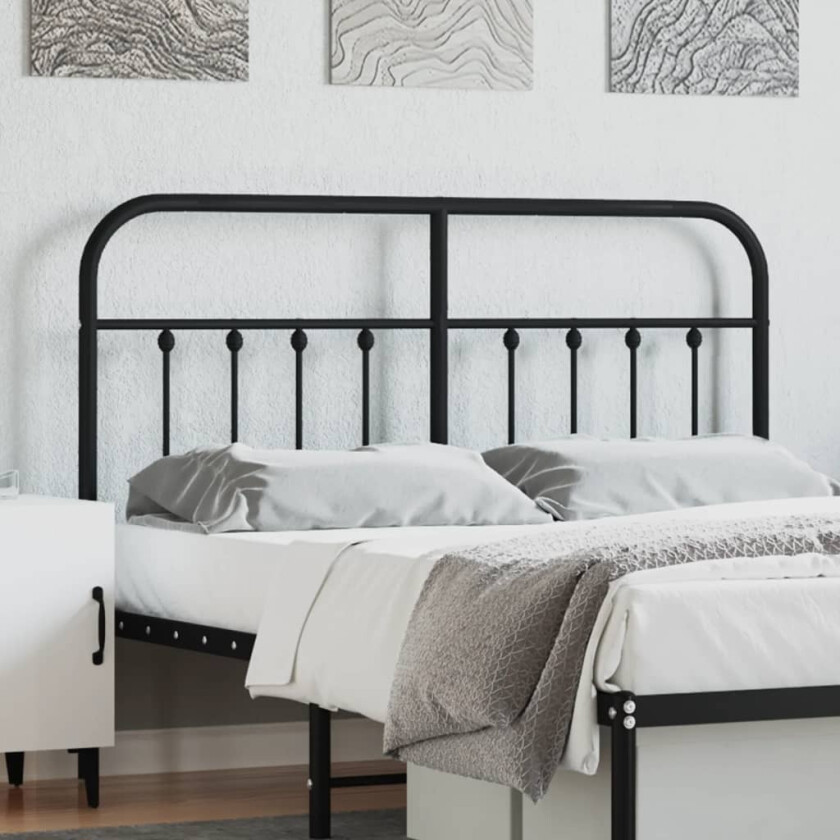 Sengegavl i metall svart 140 cm