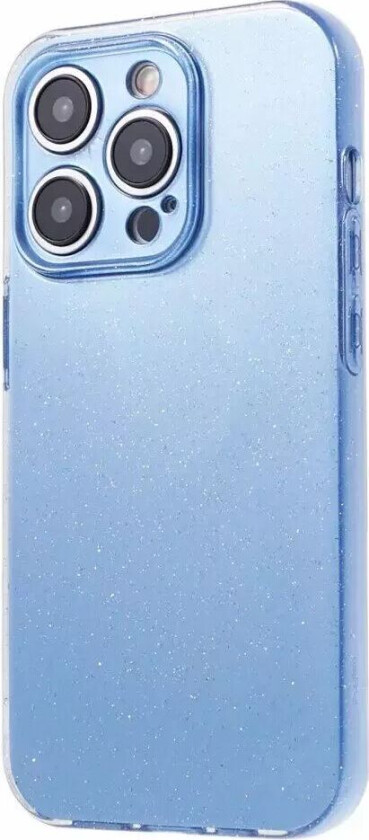 iPhone 15 Pro Fleksibelt Plastdeksel med Glitter - Blå