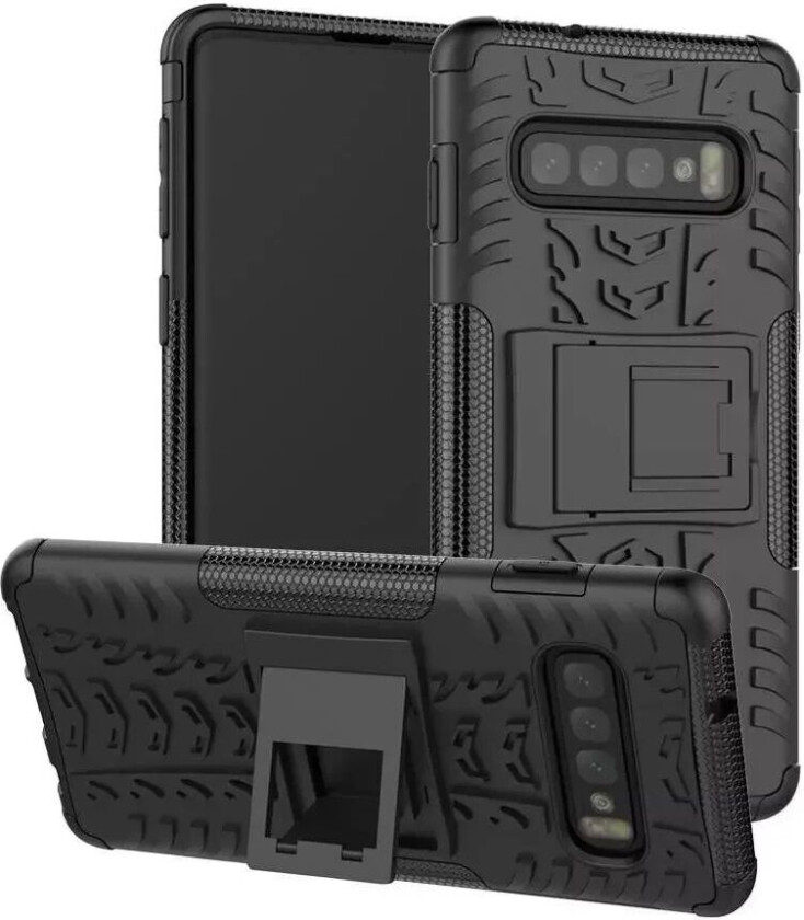 Samsung Galaxy S10+ Plus Håndverker Bakdeksel m. Stativ - Svart