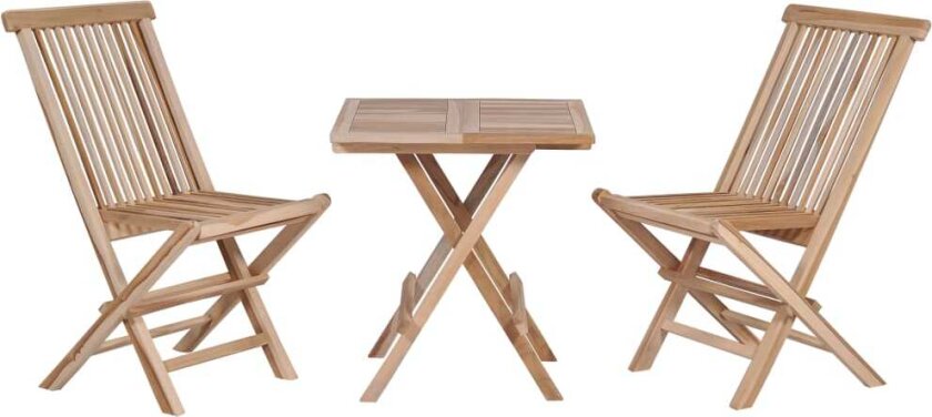 Sammenleggbart bistrosett 3 deler heltre teak
