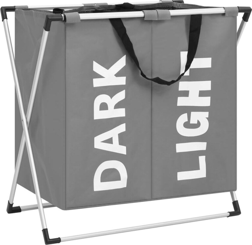 Skittentøyskurv i 2 seksjoner grå