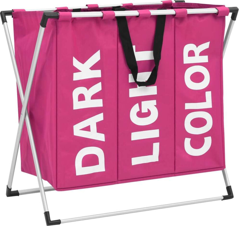 Skittentøyskurv i 3 seksjoner rosa