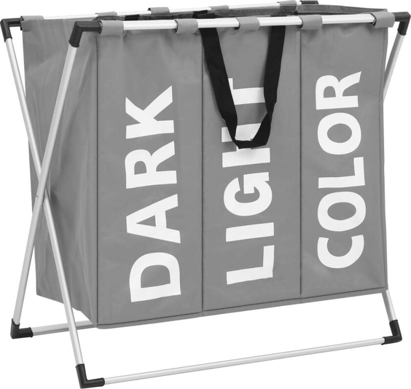 Skittentøyskurv i tre seksjoner grå