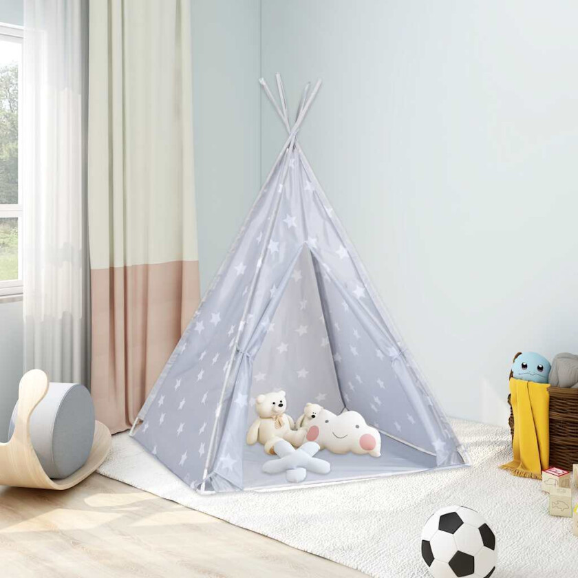 Tipi-telt for barn med pose polyester grå 115x115x160 cm