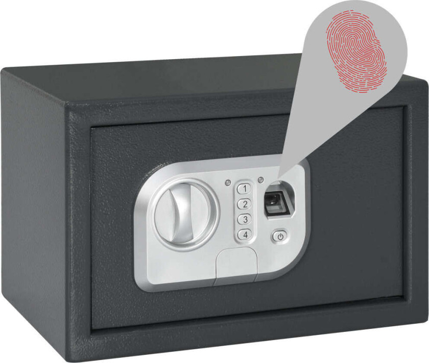 Digital safe med fingeravtrykk mørkegrå 31x20x20 cm