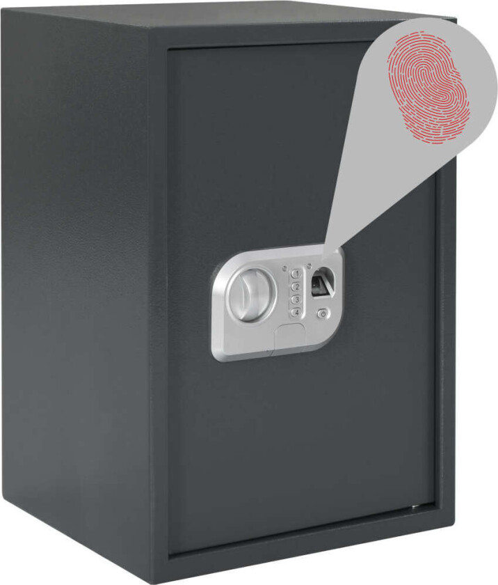 Digital safe med fingeravtrykk mørk grå 35x31x50 cm