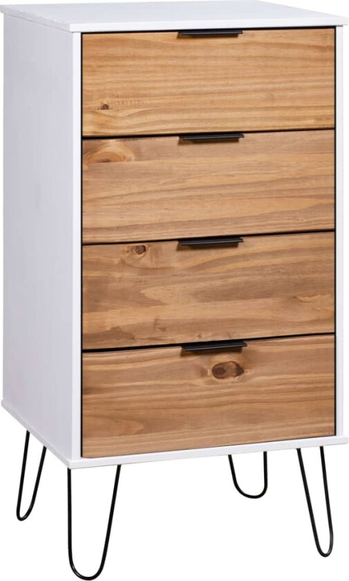 Kommode lyst tre og hvit 45x39,5x90,3 cm furu