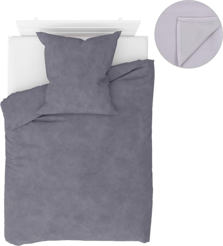 Sengesett 4 deler fleece grå 135x200/80x80 cm