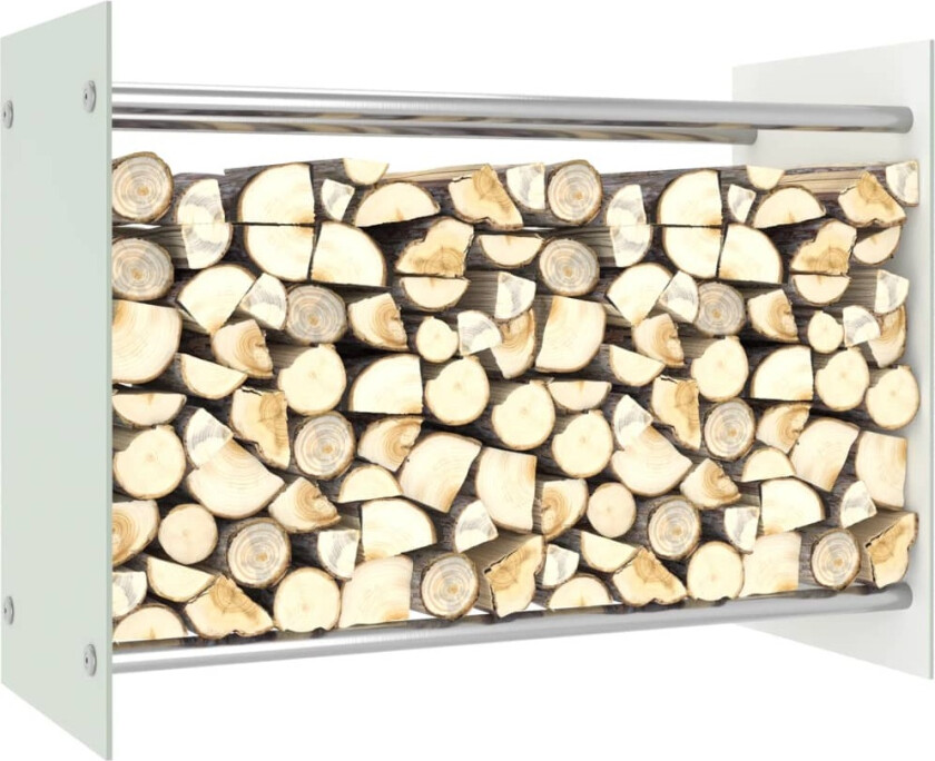 Vedstativ hvit 80x35x60 cm glass