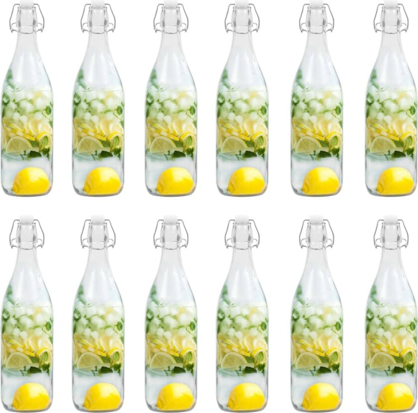 Glassflaske med klipslukking 12 stk 1 L