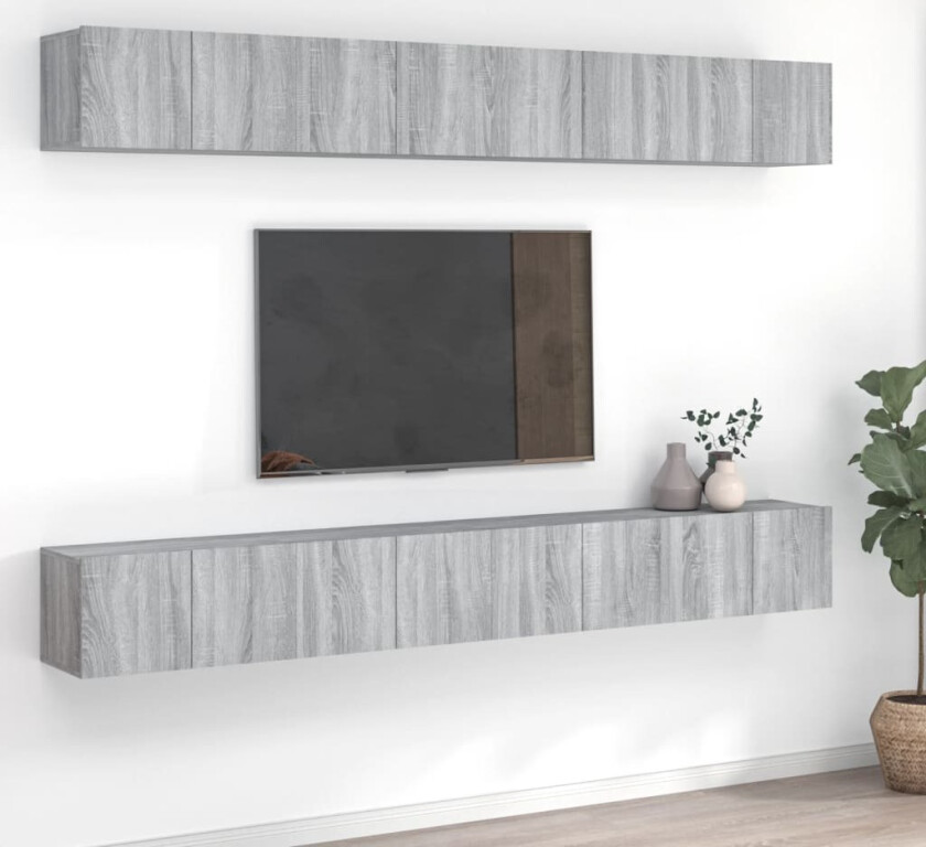 TV-benker 8 stk grå sonoma 60x30x30 cm konstruert tre