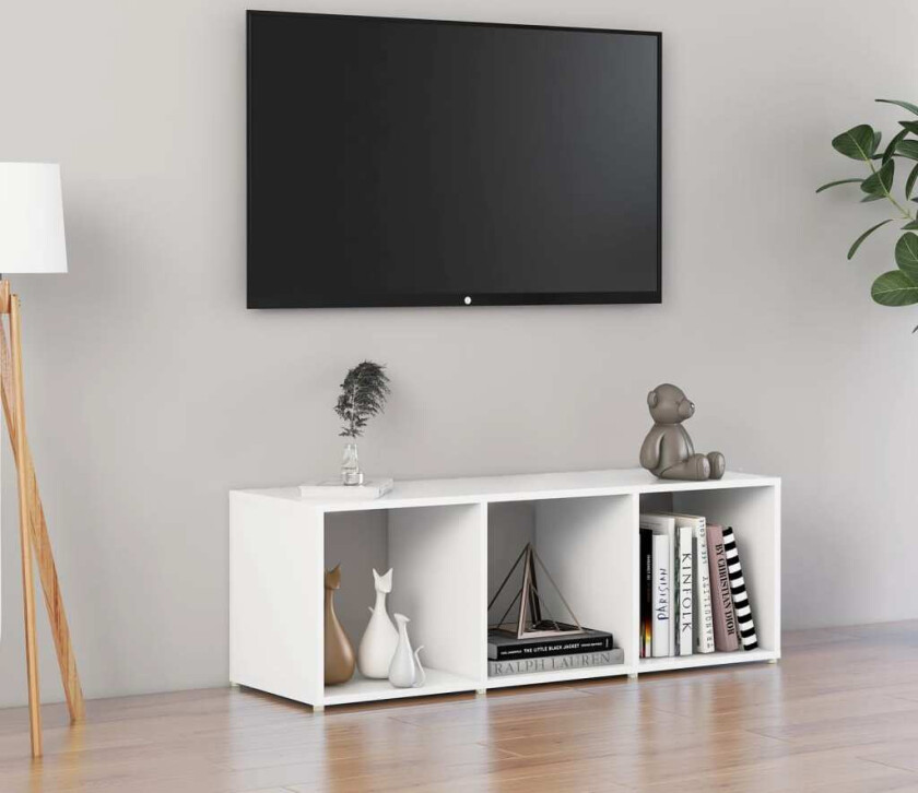 TV-benk hvit 107x35x37 cm konstruert tre
