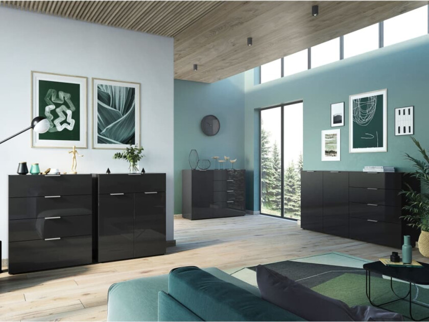 Kommode med 1 skuff og 2 dører GW-Oakland svart