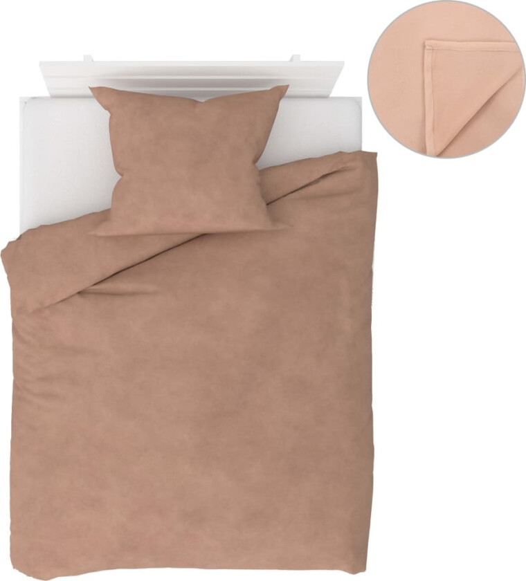 Sengesett 4 deler fleece beige 140x200/60x70 cm