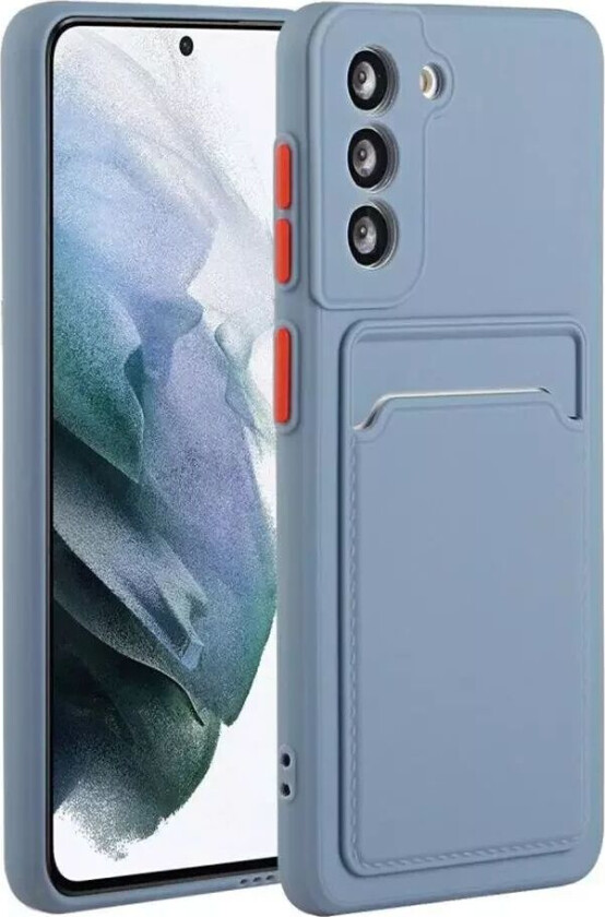 Samsung Galaxy S21 Fleksibelt Plast Deksel m. Kortholder - Blå
