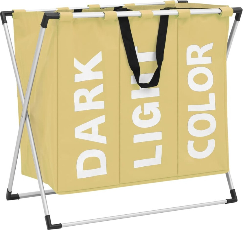 Skittentøyskurv i tre seksjoner krem