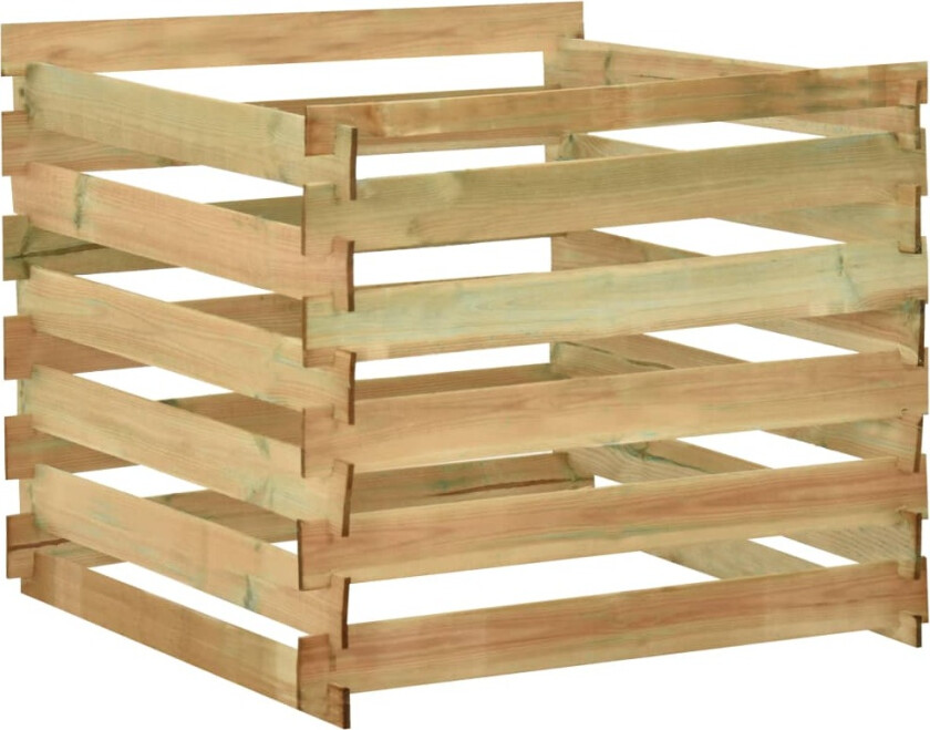Kompostkasse med lamelldesign 100x100x80 cm impregnert furu