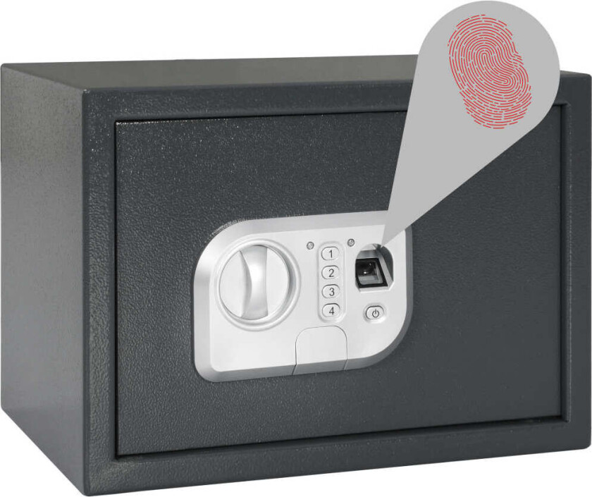 Digital safe med fingeravtrykk mørkegrå 35x25x25 cm