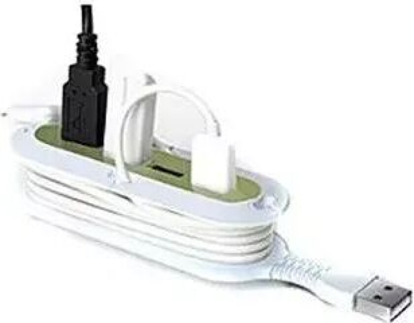 Contort From  - 4-port USB Hub m. Kabelorganizer & SuperFlex - Hvit / Grønn